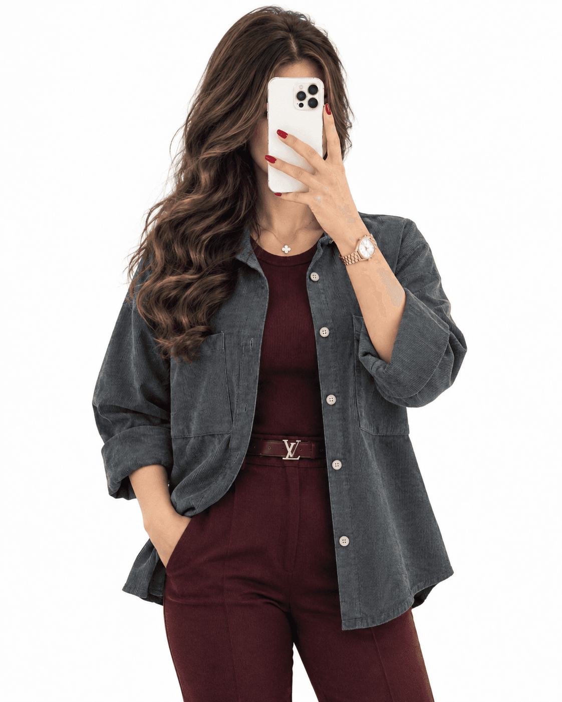 شومیز مخمل کبریتی مدل الی زنانه (ضمانت اصالت) ارسال رایگان — تصویر ۳