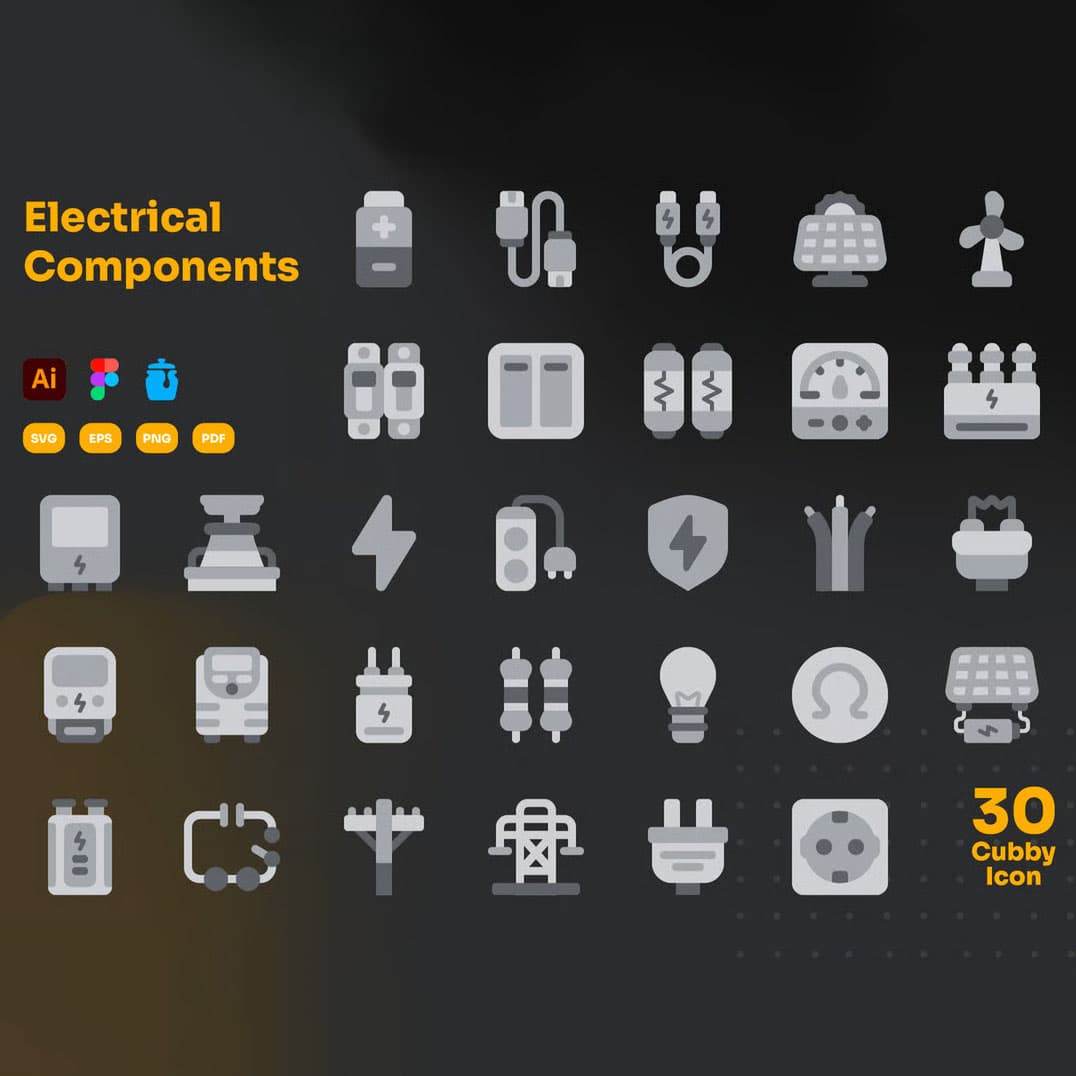 30 آیکون قطعات الکتریکی