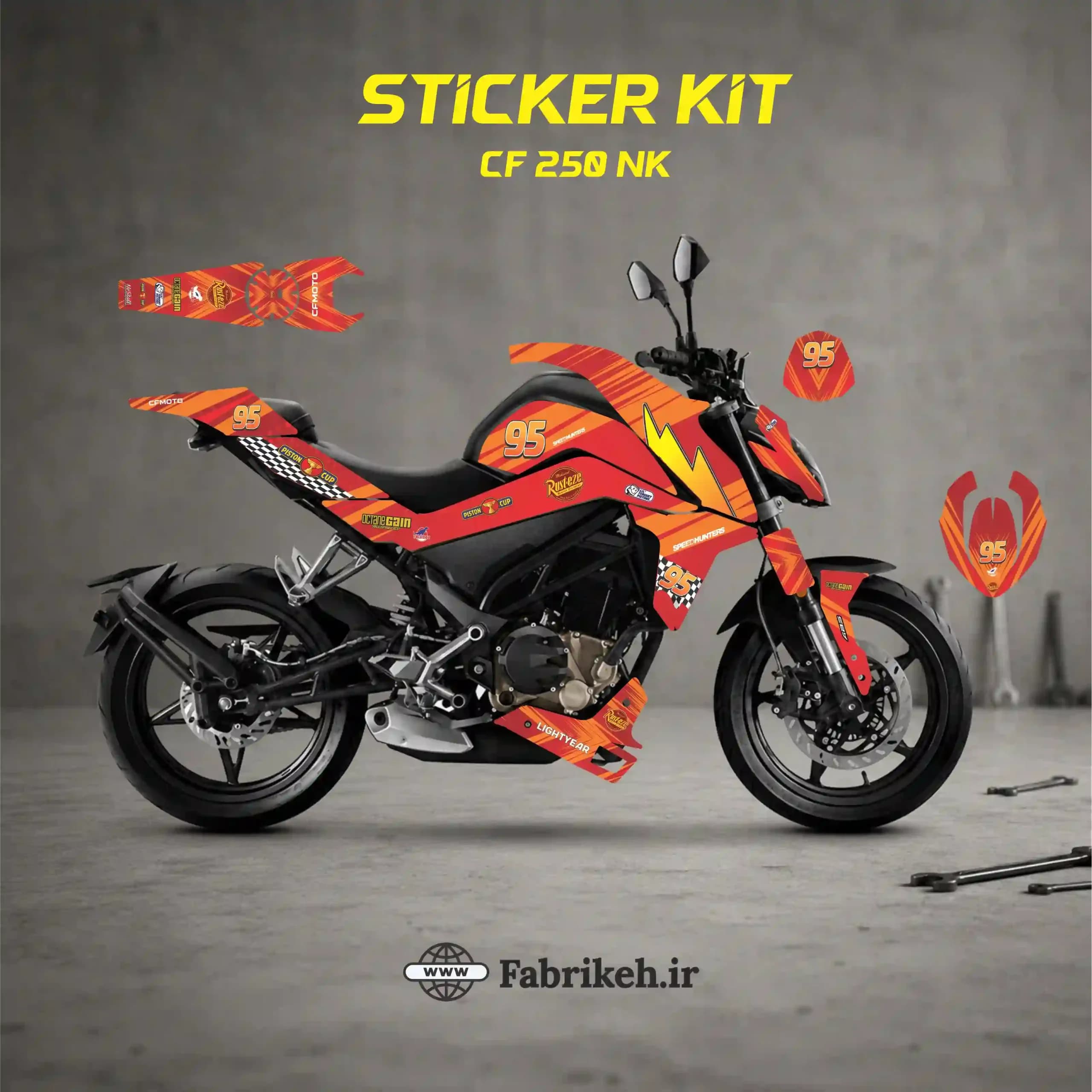 کیت استیکر CFMOTO CF250NK طرح McQueen