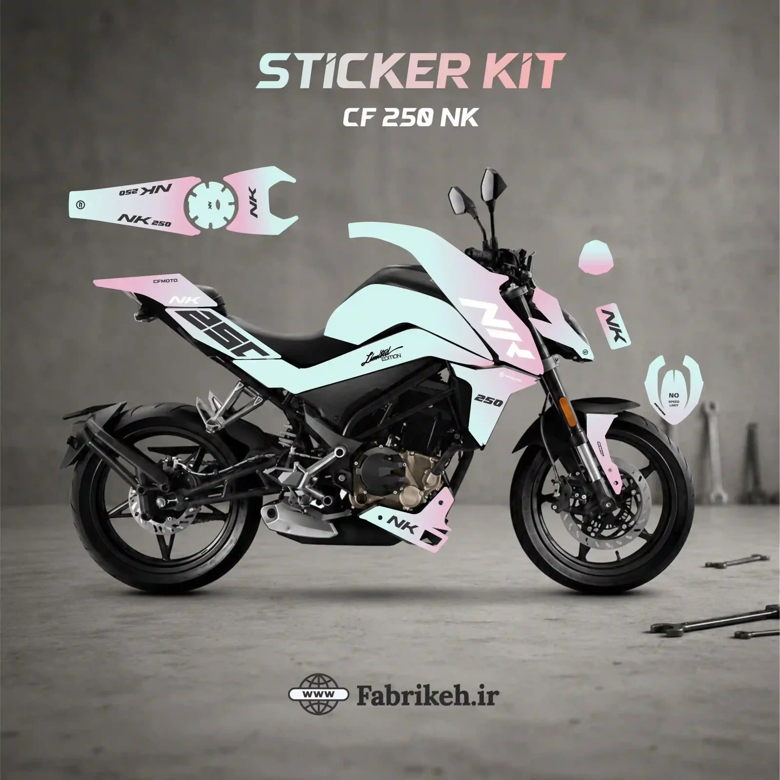 کیت استیکر CFMOTO CF250NK طرح Pastel Edition — تصویر ۲