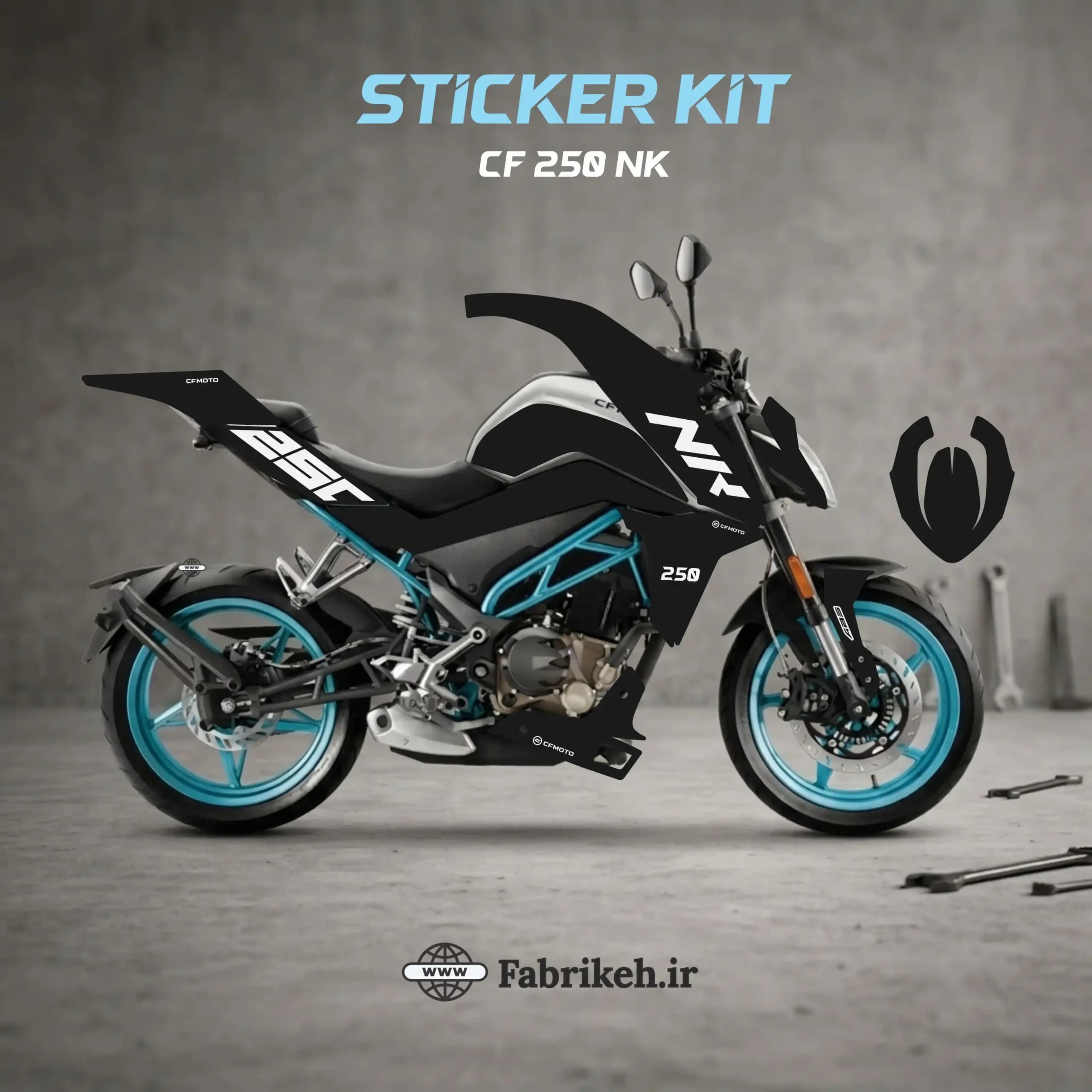 کیت استیکر CFMOTO CF250NK طرح Black Matte Edition