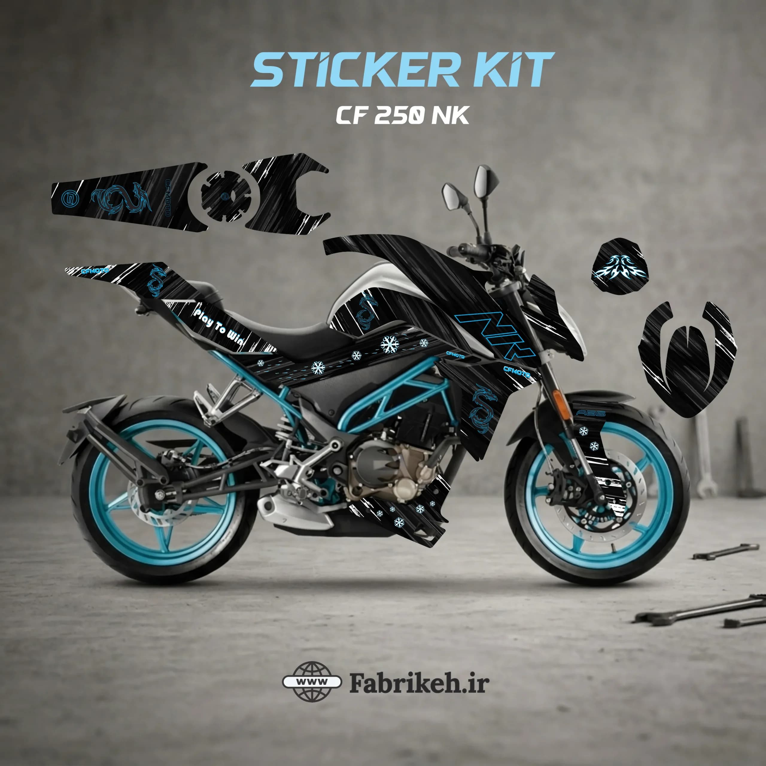کیت استیکر CF250NK طرح Blue Dragon — تصویر ۲