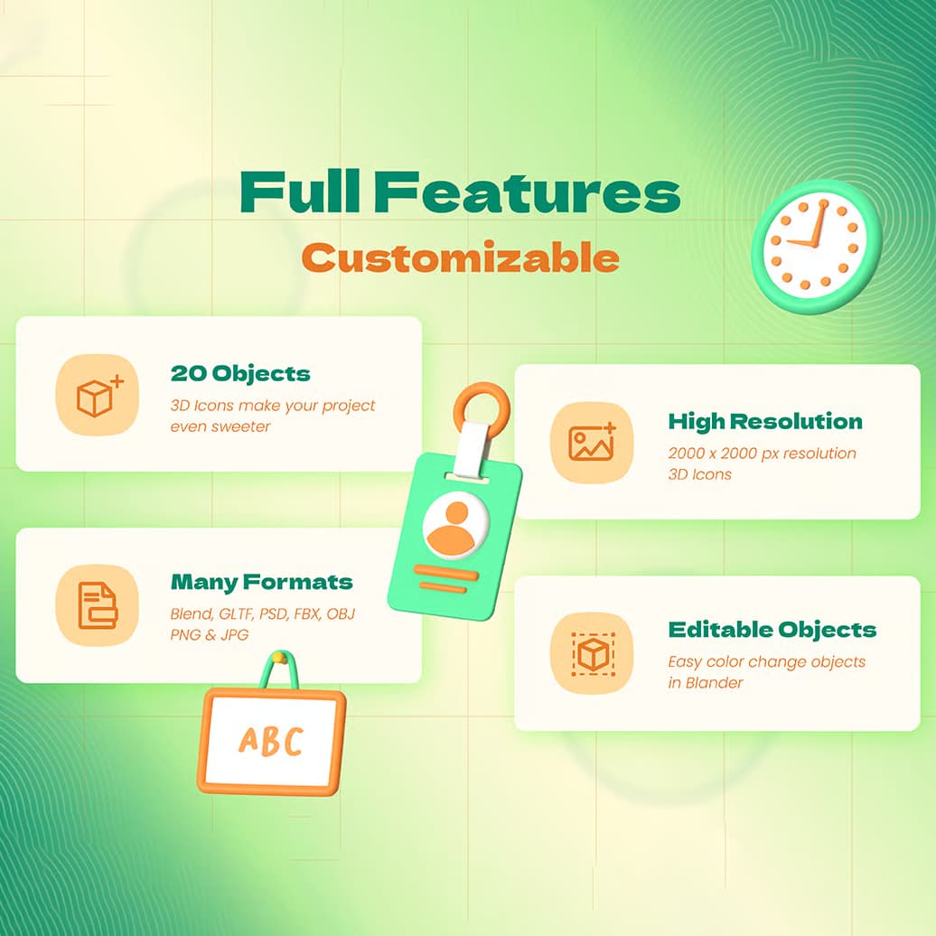 باندل آیکن 3D لوازم التحریر — تصویر ۵