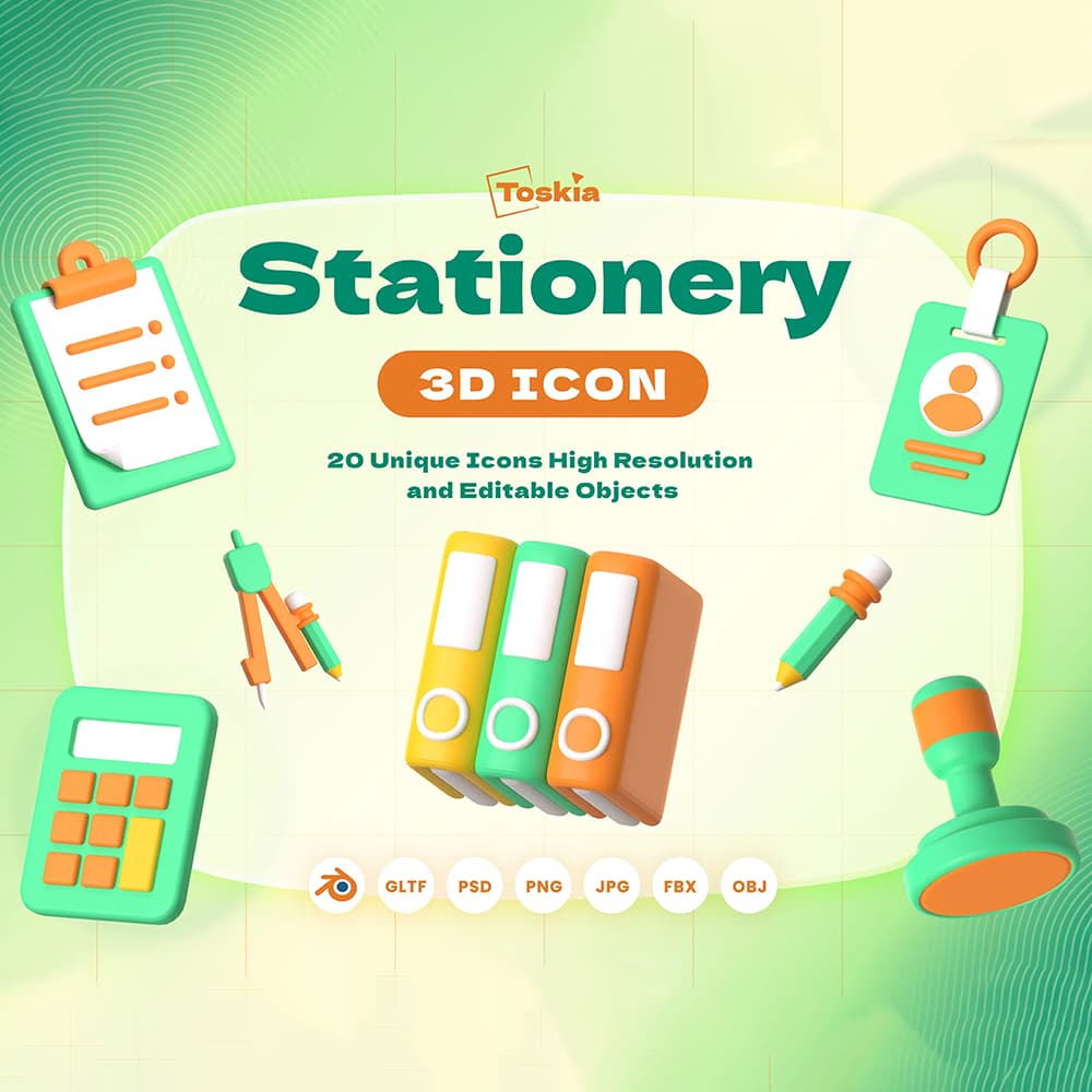 باندل آیکن 3D لوازم التحریر — تصویر ۲
