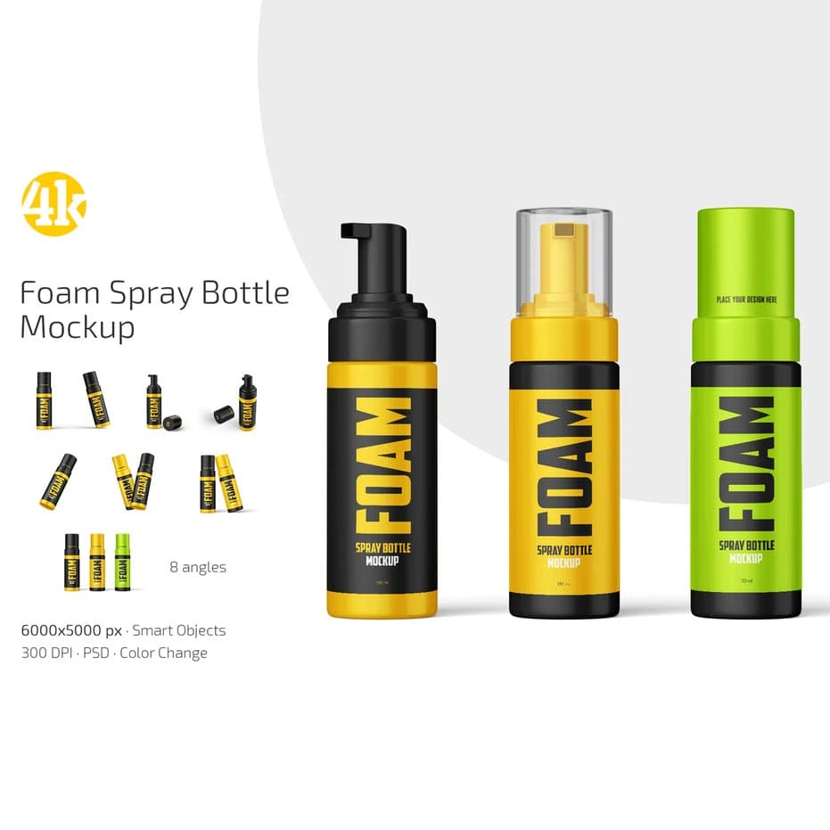 طرح موکاپ بطری اسپری فوم — تصویر ۲