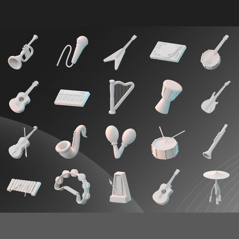 باندل آبجکت آلات موسیقی 3D — تصویر ۳