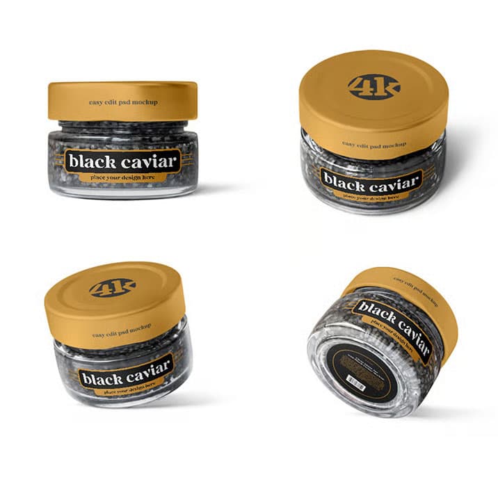 طرح موکاپ قوطی خاویار شیشه ای — تصویر ۵