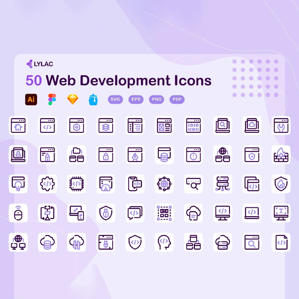 50 آیکون عناصر توسعه وب