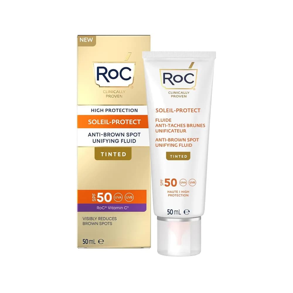 ضد آفتاب ضدلک Tinted Anti Dark Spot فلوئیدی رنگی راک ROC SPF 50 حجم 50 میل Roc Soleil Protect Tinted Anti-Dark Spot Fluid SPF50 50ml