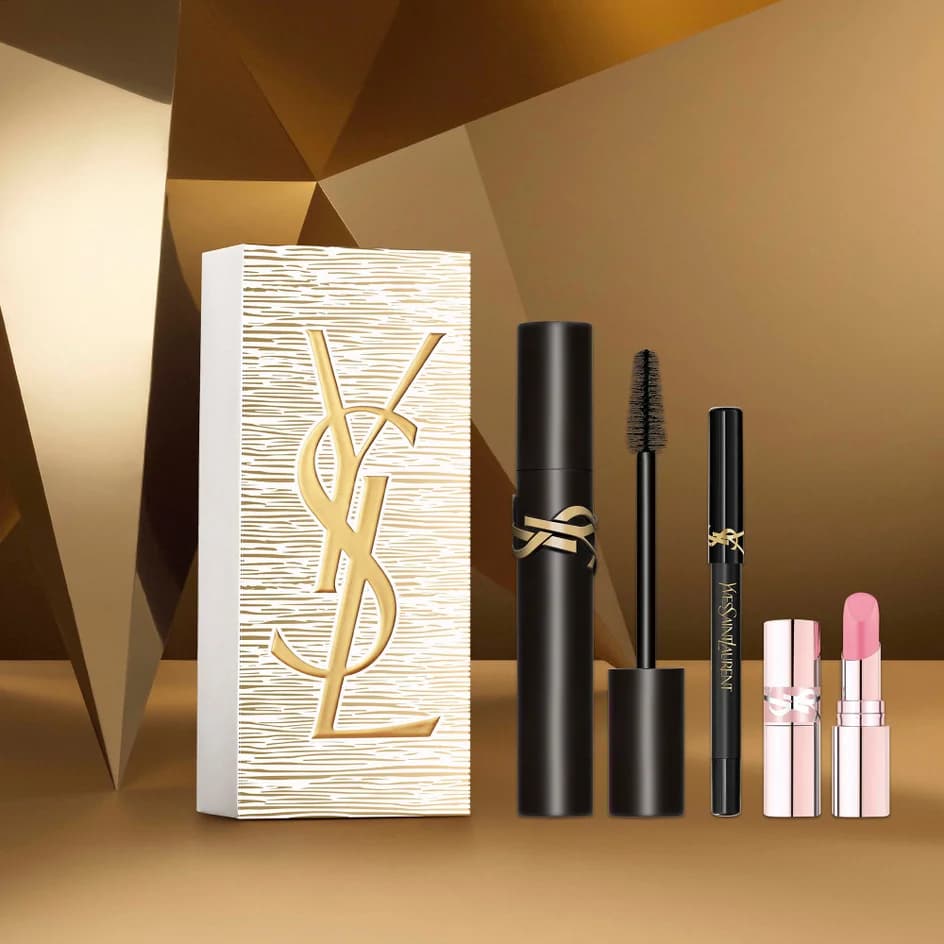 ست ریمل و بالم لب و مداد چشم ایوسن لورن | Yves Saint Laurent Makeup Gift Set – Full Size Mascara, Mini Eye Pencil & Mini Lip Balm