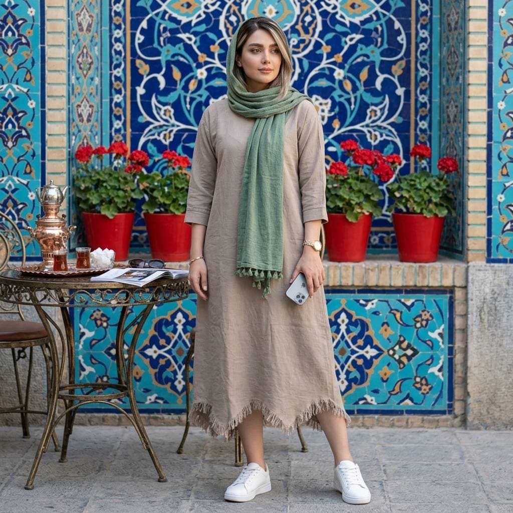 مانتو پیراهن الیزابت خنک زنانه (ضمانت اصالت) ارسال رایگان — تصویر ۹