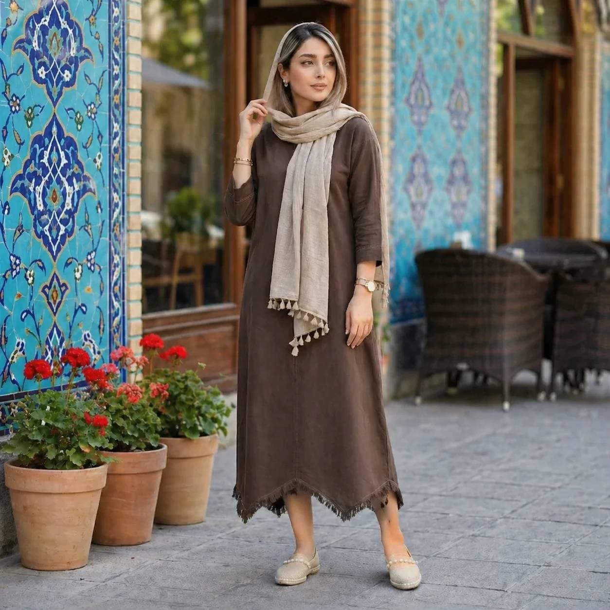 مانتو پیراهن الیزابت خنک زنانه (ضمانت اصالت) ارسال رایگان — تصویر ۵