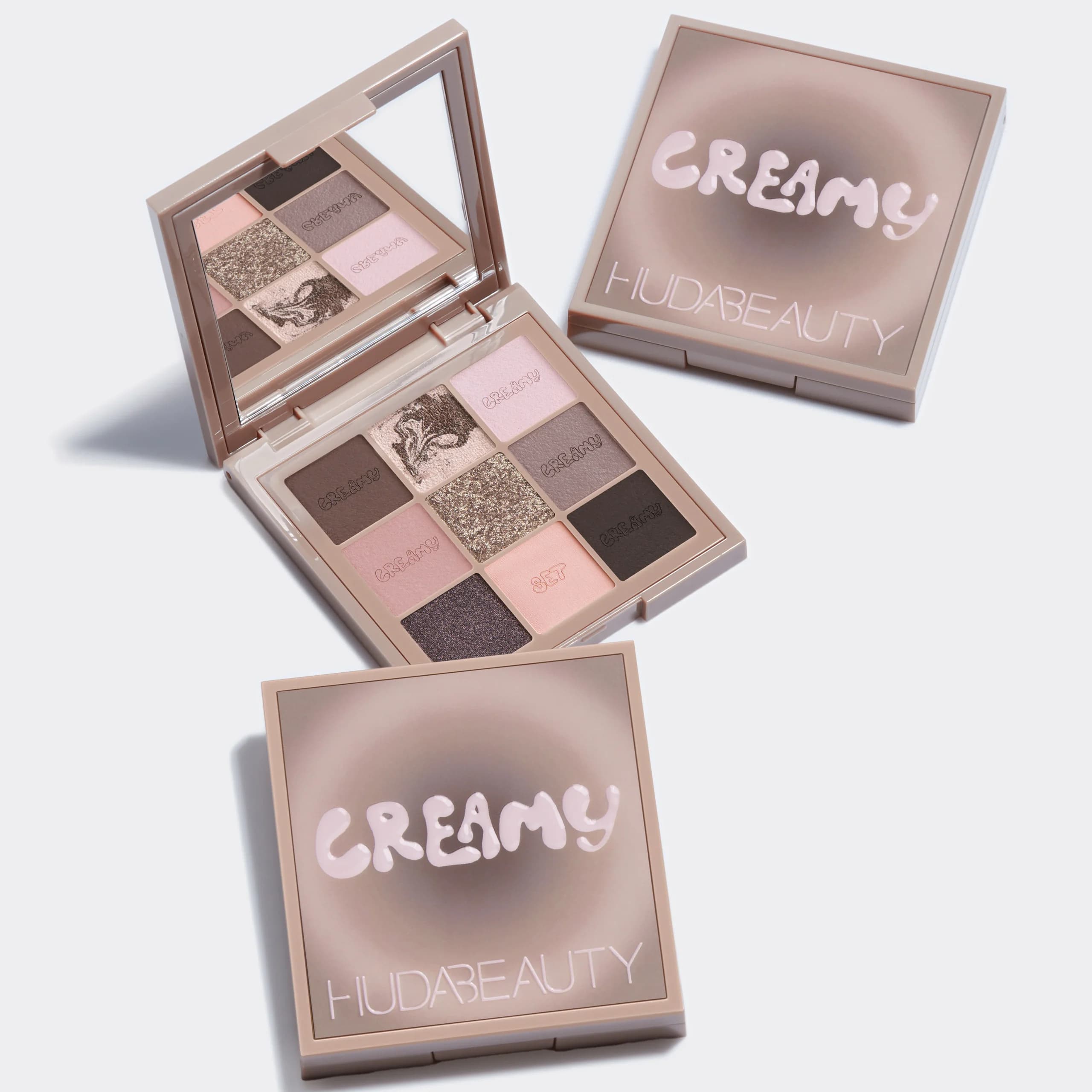پالت سایه هدی بیوتی مدل Greige | Huda Beauty Creamy Obsessions Eyeshadow Palette – Greige — تصویر ۵