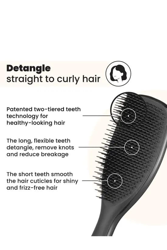 برس مو تنگل تیزر دتانگلینگ سایز بزرگ مناسب موهای صاف و فر | Tangle Teezer Detangling Large Hairbrush – Straight & Curly — تصویر ۳