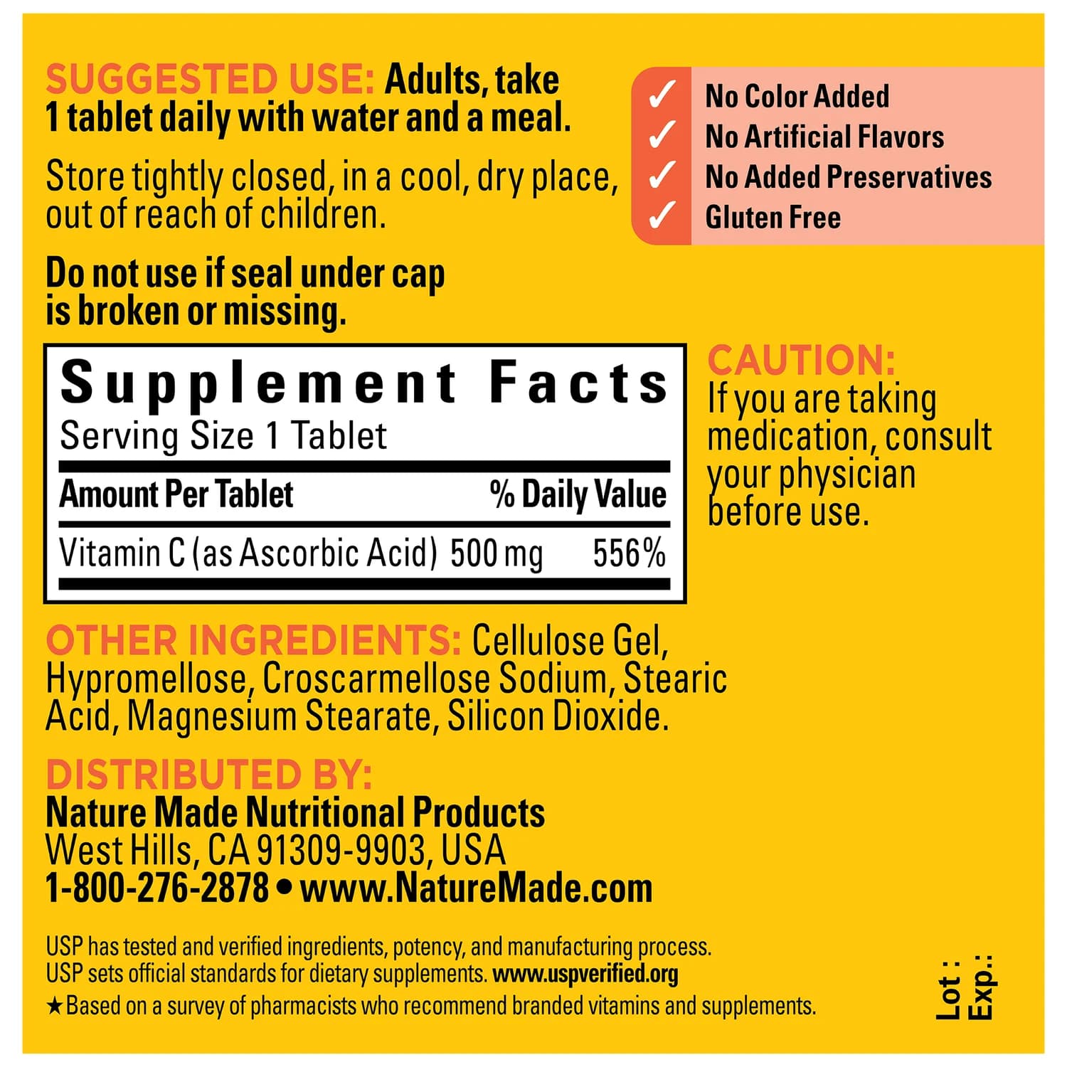 ویتامین C 500 میلی‌گرم نیچر مید ۱۰۰ عددی | Nature Made Vitamin C 500mg (100 Tablets) — تصویر ۳