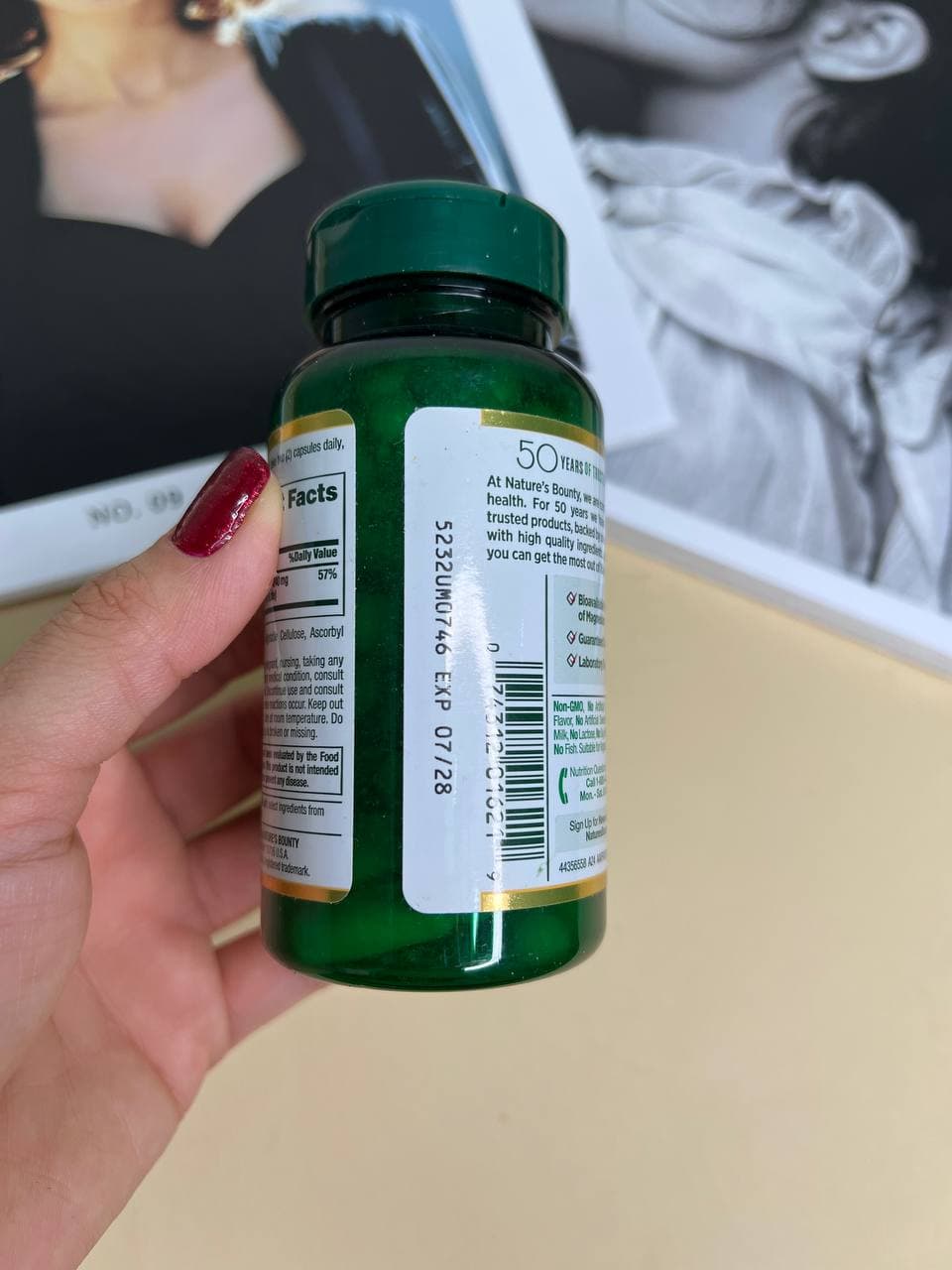 منیزیم گلیسینات نیچرز بونتی ۶۰ عددی | Nature’s Bounty High Absorption Magnesium Glycinate 240mg (60 Capsules) — تصویر ۵