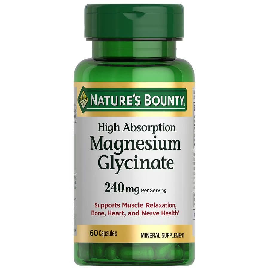 منیزیم گلیسینات نیچرز بونتی ۶۰ عددی | Nature’s Bounty High Absorption Magnesium Glycinate 240mg (60 Capsules)