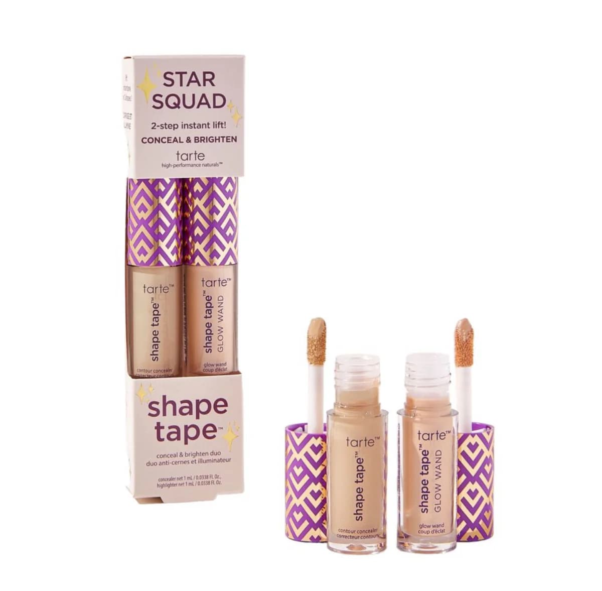 ست کانسیلر و هایلایتر تارت شیپ تیپ استار اسکواد رنگ 29N Light-Medium | Tarte Shape Tape Star Squad Conceal & Brighten Duo – 29N Light-Medium