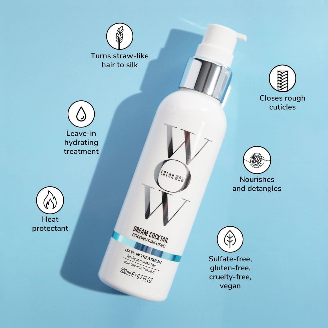 کرم بدون آبکشی دریم کوکتل نارگیل کالر واو ۵۰ میل | Color Wow Dream Cocktail Coconut-Infused Leave-in Treatment 50ml