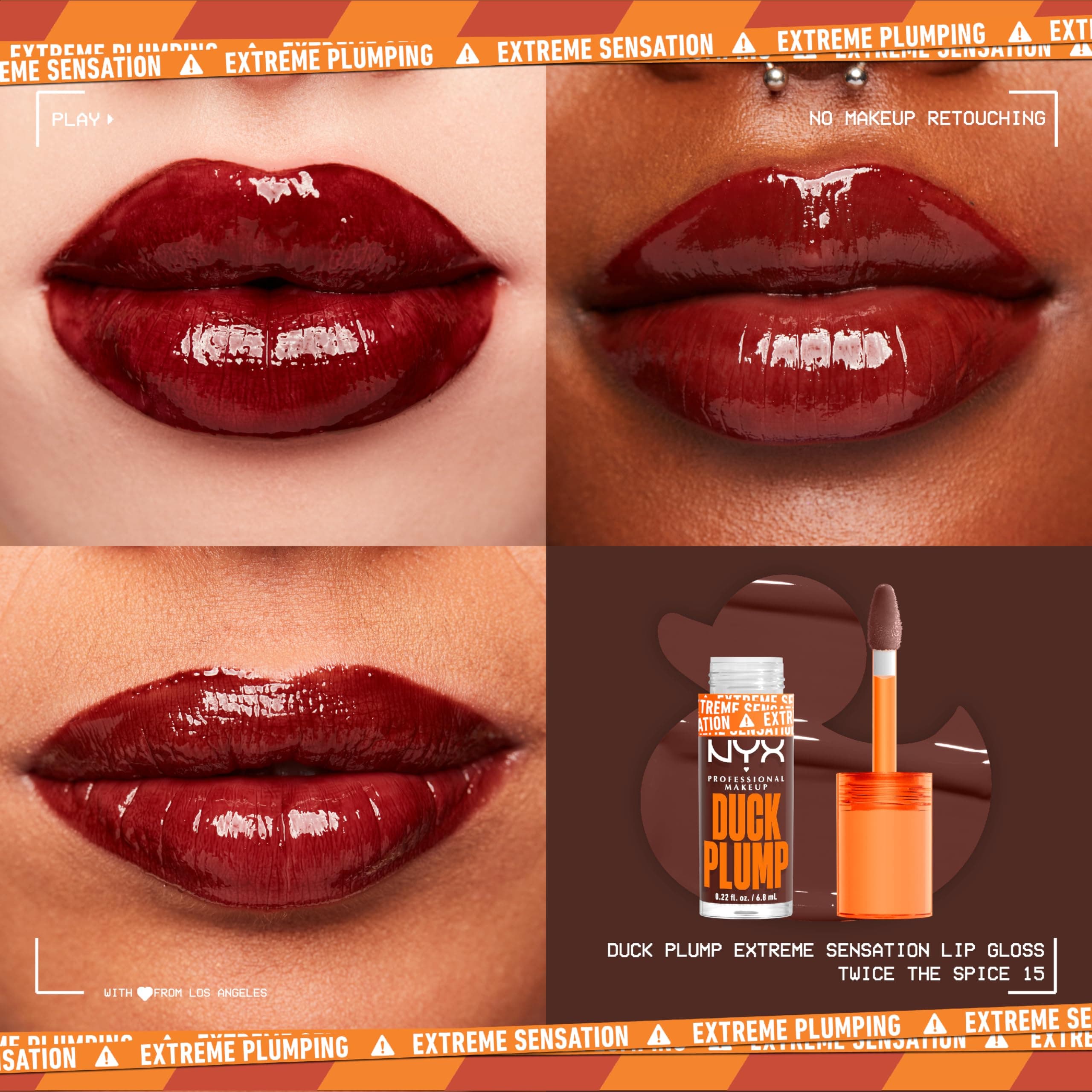 برق لب حجم‌دهنده NYX Duck Plump | شید 15 Twice The Spice — تصویر ۳