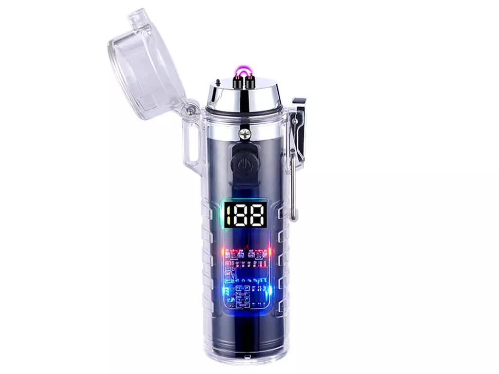 فندک الکتریکی شارژی دارای چراغ قوه Cylindrical Electric Lighter With Flashlight HB-256 — تصویر ۲