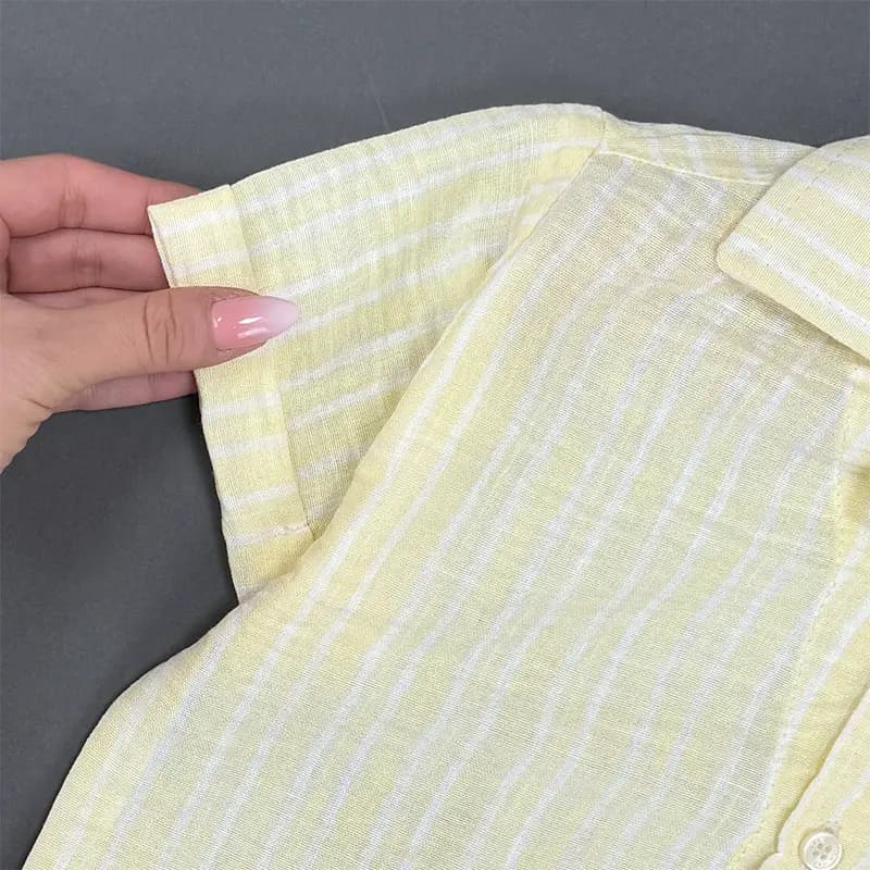 استایل آماده│شومیز لیمویی و شلوارک کرم بچگانه کد 1483 — تصویر ۵