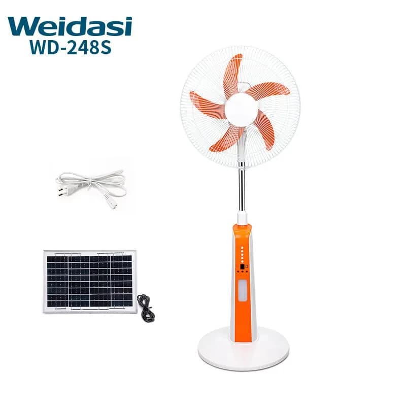 پنکه ایستاده شارژی 18 اینچ ویداسی مدل weidasi WD-248S با چراغ LED و پنل خورشیدی — تصویر ۴