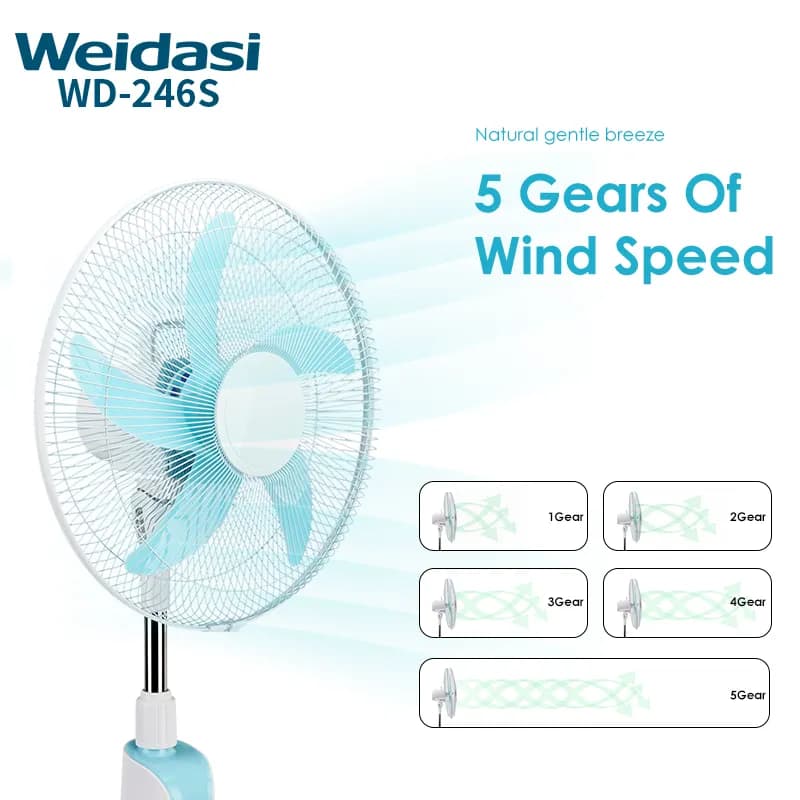 پنکه ایستاده شارژی 16 اینچ ویداسی مدل Weidasi WD-246S (نسخه خورشیدی و ریموتدار) — تصویر ۶