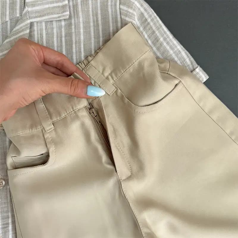 استایل آماده│شومیز رایمون راه راه و شلوار کرم بچگانه کد 1427 — تصویر ۶