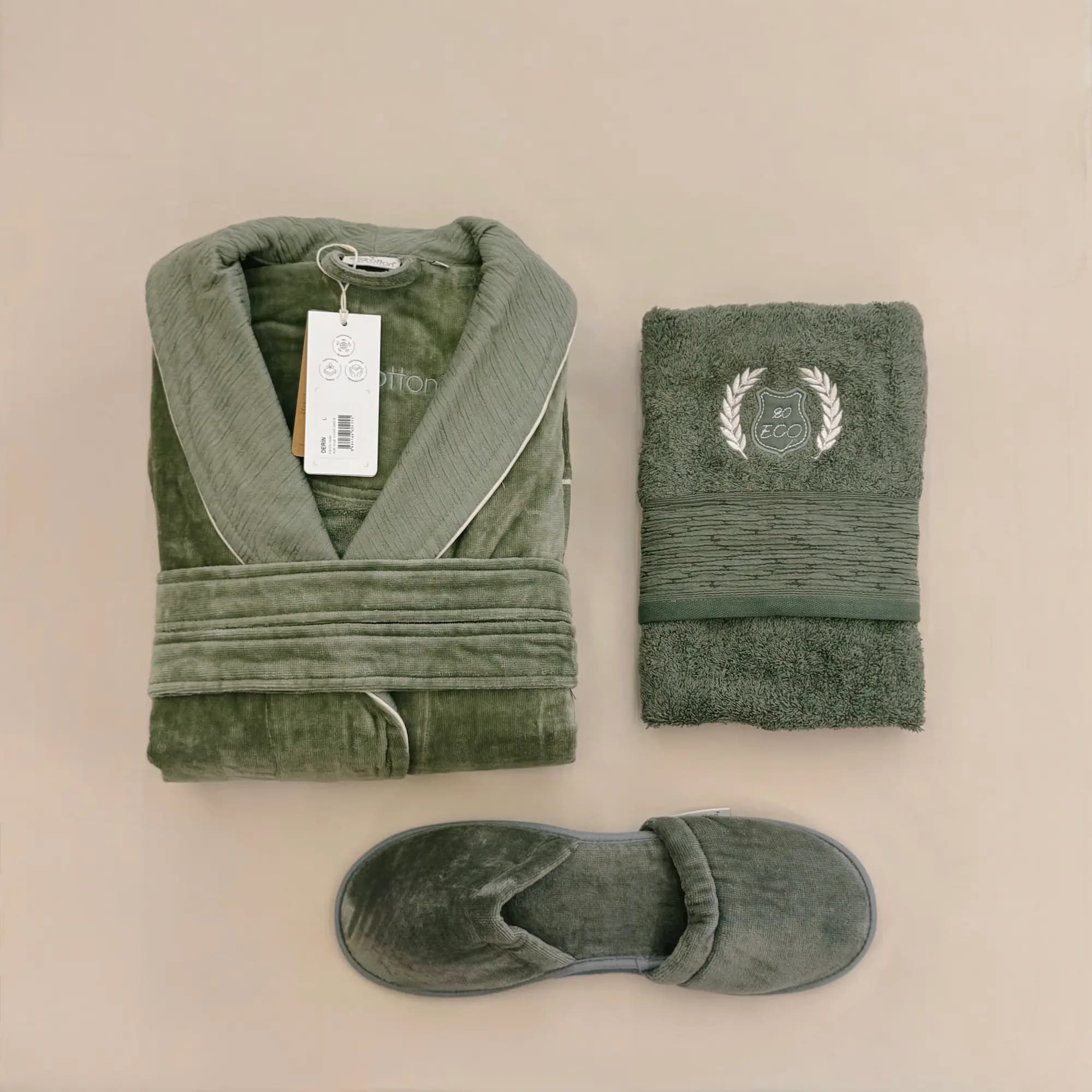 ست حوله تن پوش 4 تکه مردانه برند ecocotton مدل Derin — تصویر ۲