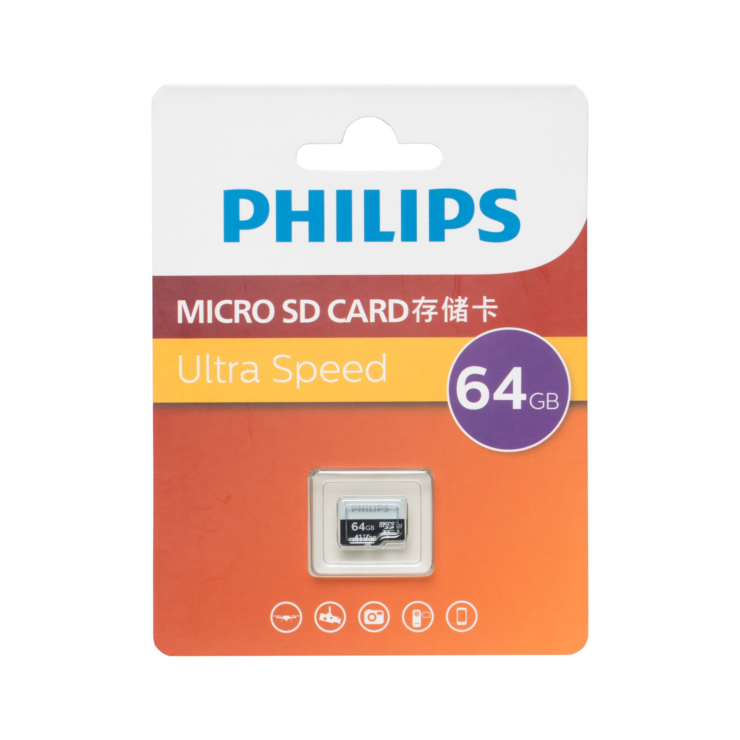 کارت حافظه MICROSD XC فیلیپس کلاس 10 استاندارد UHS-I U3 A1-V30 سرعت 100MBps ظرفیت 64 گیگابایت