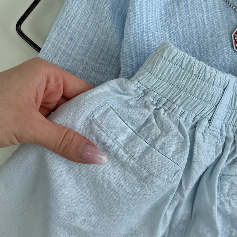 شومیز شلوارک بچگانه آبی تابستانی کد 1350 — تصویر ۹