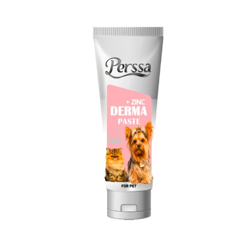 خمیر تقویت پوست مو سگ و گربه پرسا مدل Derma Paste zinc plus وزن 100گرم