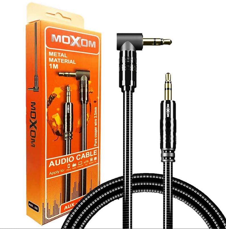 کابل صدا موکسوم مدل MOXOM AUX-52i فلزی 90درجه