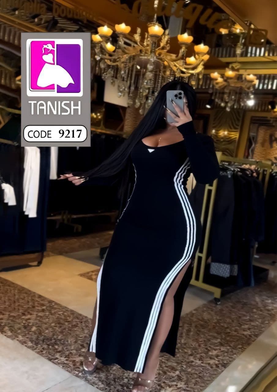 ماکسی سه خط دار چاکدار جنس فلامنت اعلا