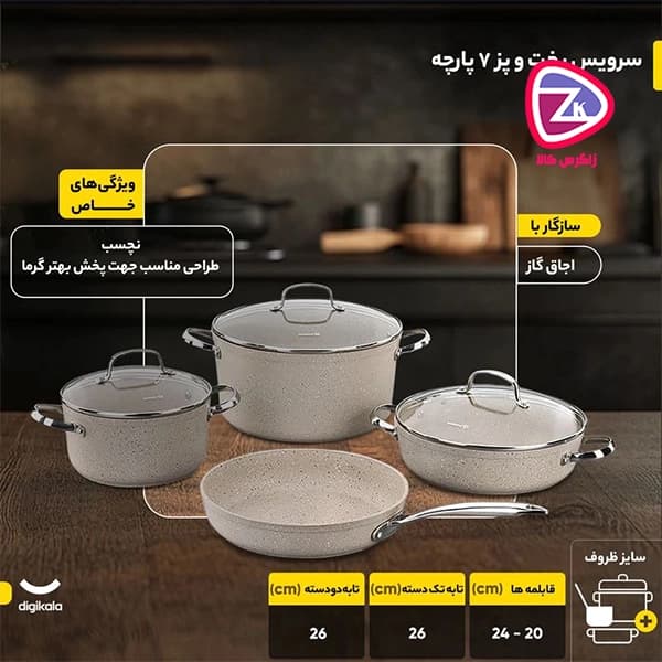 سرویس قابلمه کرکماز اصلی گرانیتی مدل A1272 — تصویر ۳