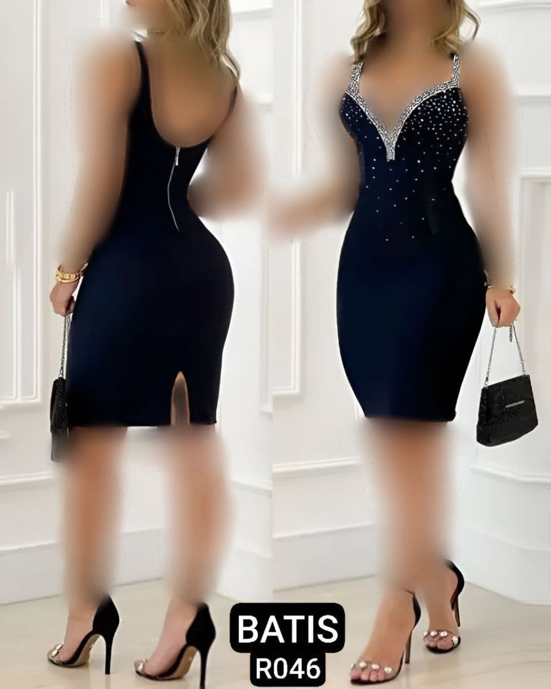 تونیک نگینی لاکچری بدون ریزش و پشت زیپ جنس غواصی