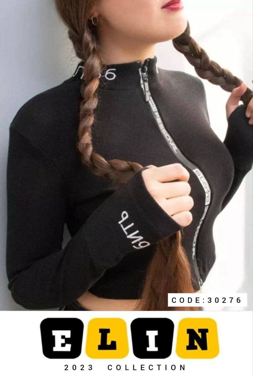 کراپ استین بلند روسی یقه و استین گلدوزی و استین فینگردار Crop top, long.