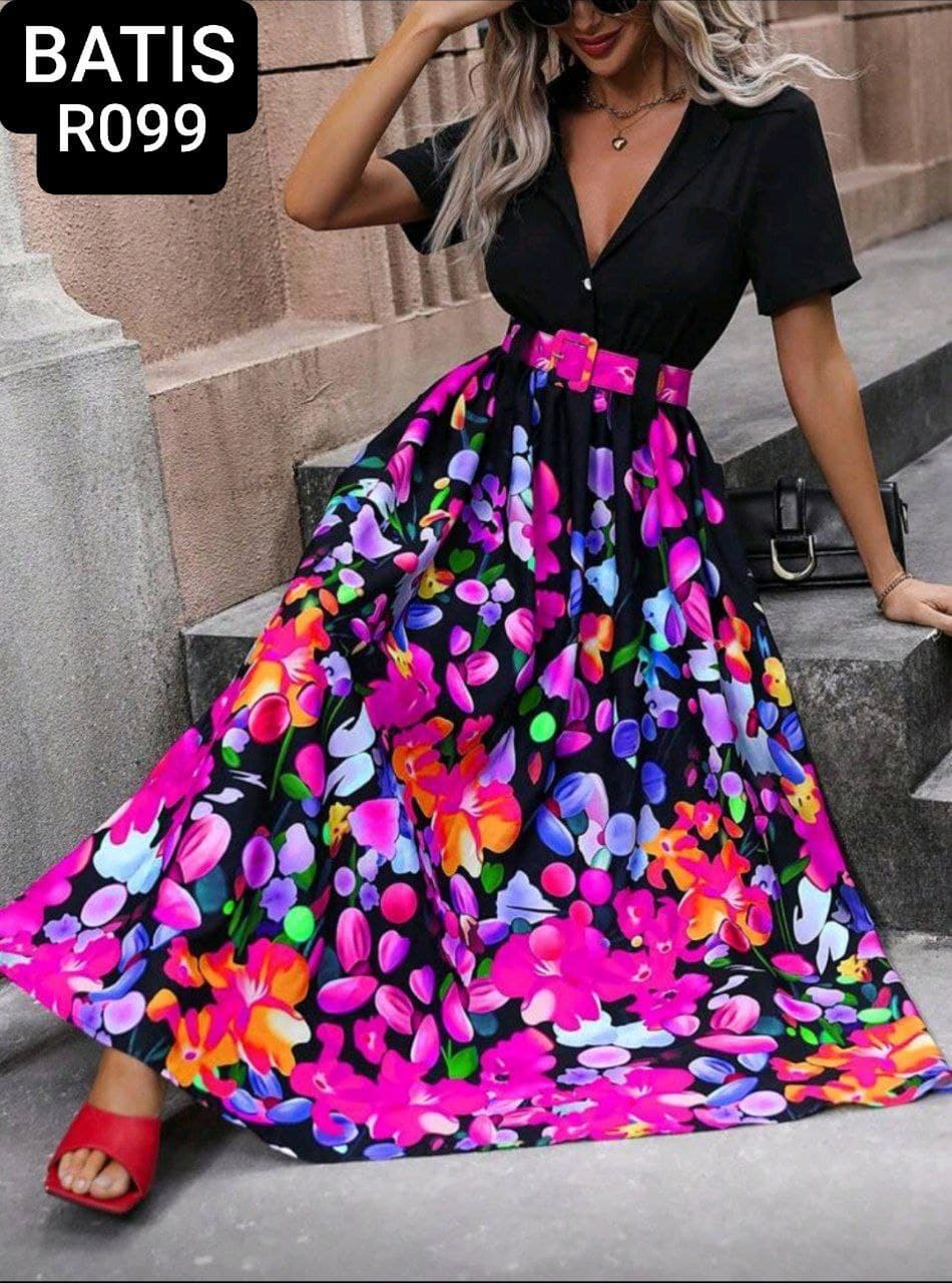 پیراهن مجلسی جلو دکمه جنس کرپ Evening dress — تصویر ۲