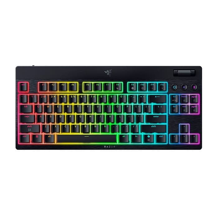 کیبورد گیمینگ ریزر مدل BLACKWIDOW V4 LOW PROFILE HYPERSPEED TKL YELLOW SWITCH WLS
