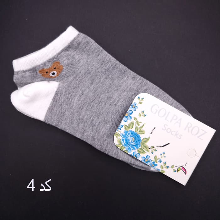 جوراب خرسی مچی گل پا فانتزی رنگ تیره کد 22693 — تصویر ۵
