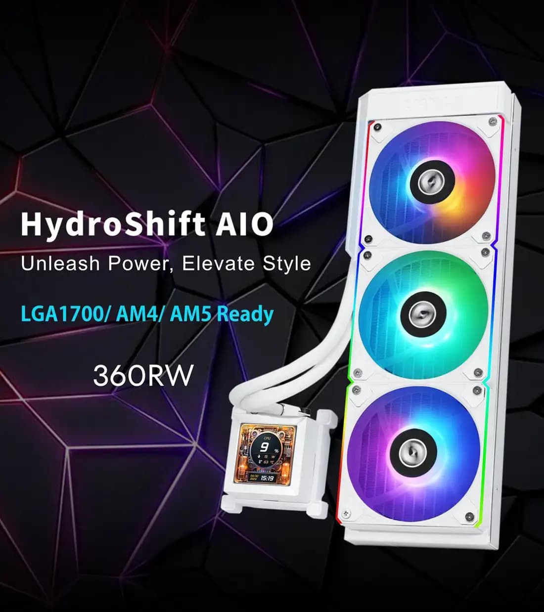 خنک کننده مایع پردازنده LIAN LI HYDROSHIFT LCD 360R BLACK — تصویر ۳