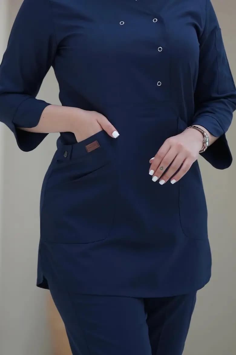 اسکراب پزشکی آستین سه ربع (بدون شلوار) سرمه ای — تصویر ۷