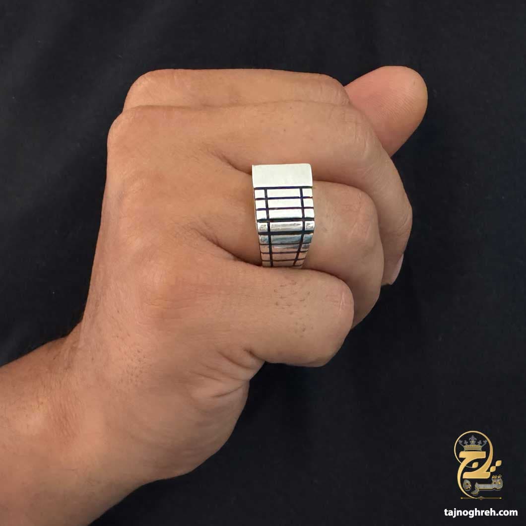 انگشتر نقره مردانه طرح نرده ساده مدل RSM K157 — تصویر ۳