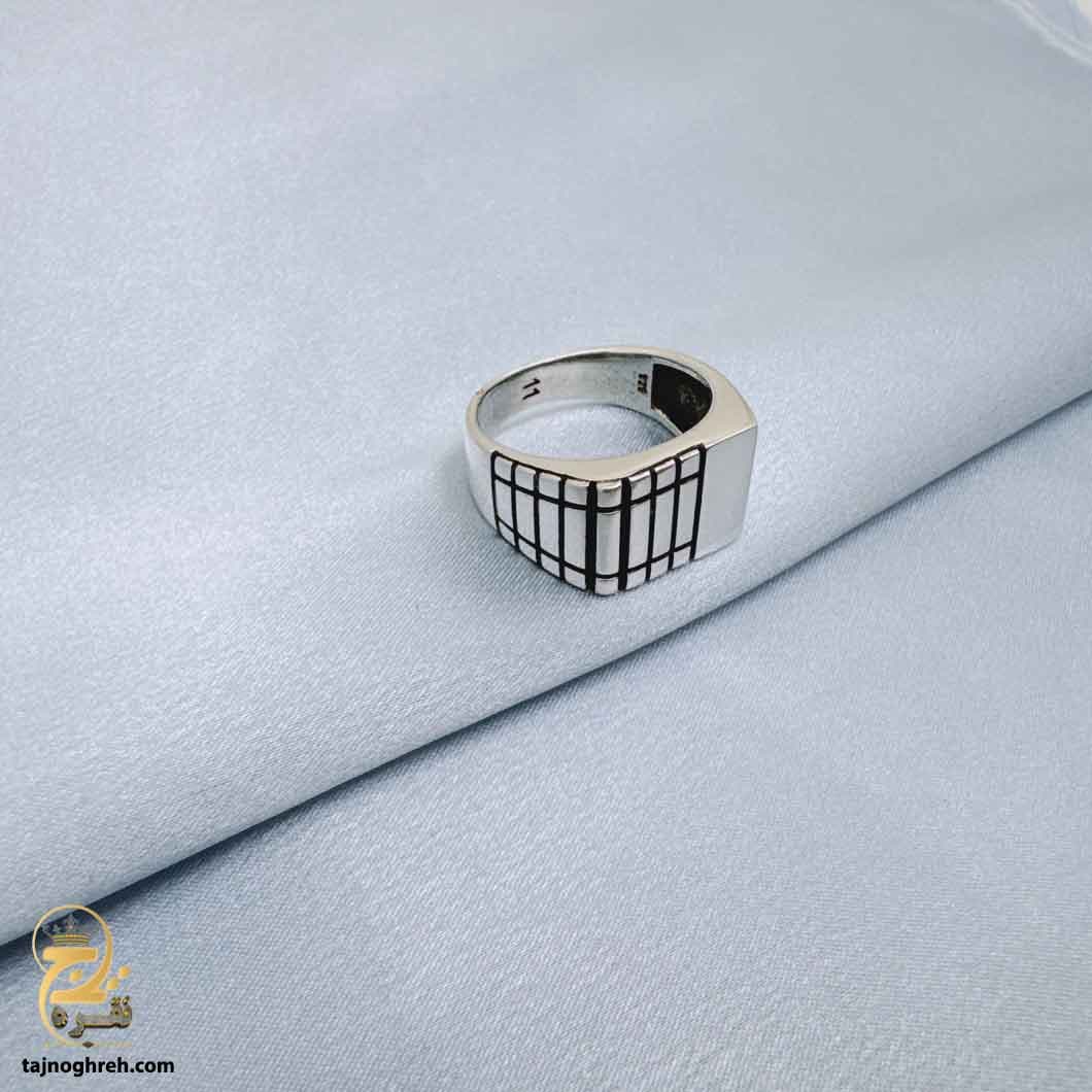 انگشتر نقره مردانه طرح نرده ساده مدل RSM K157 — تصویر ۵