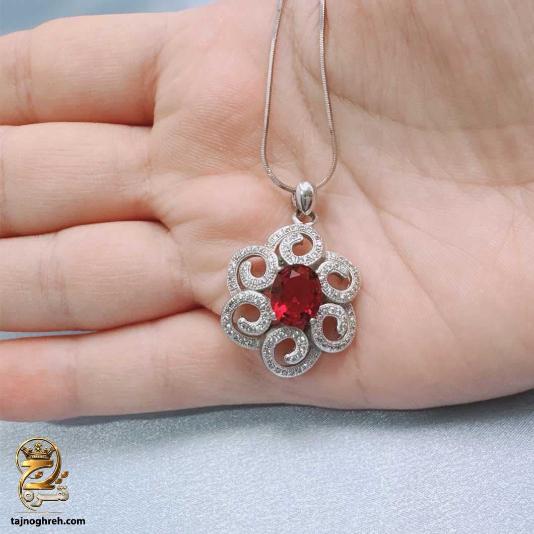 مدال نقره زنانه نگین رنگی مدل ZSW Z124 — تصویر ۴