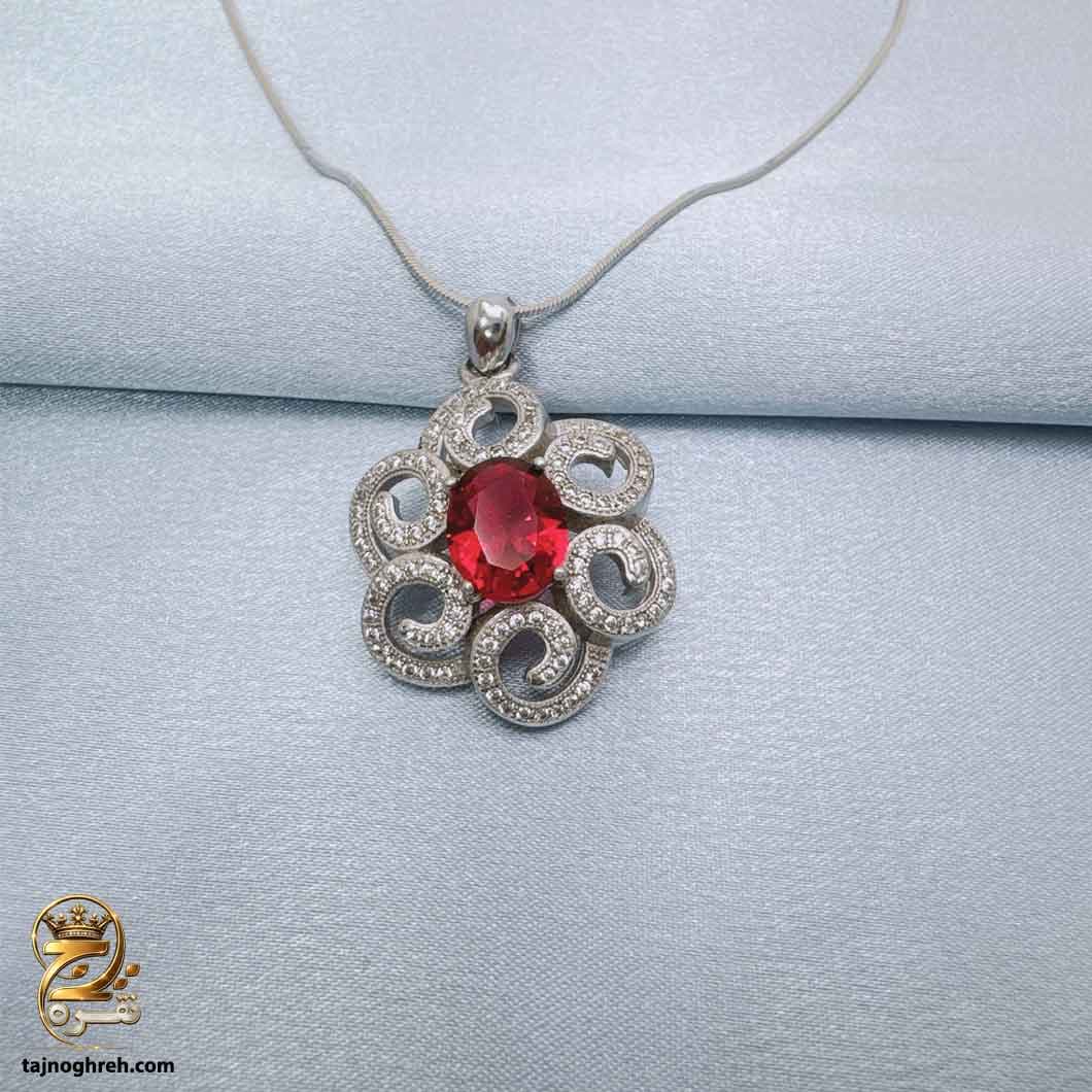 مدال نقره زنانه نگین رنگی مدل ZSW Z124