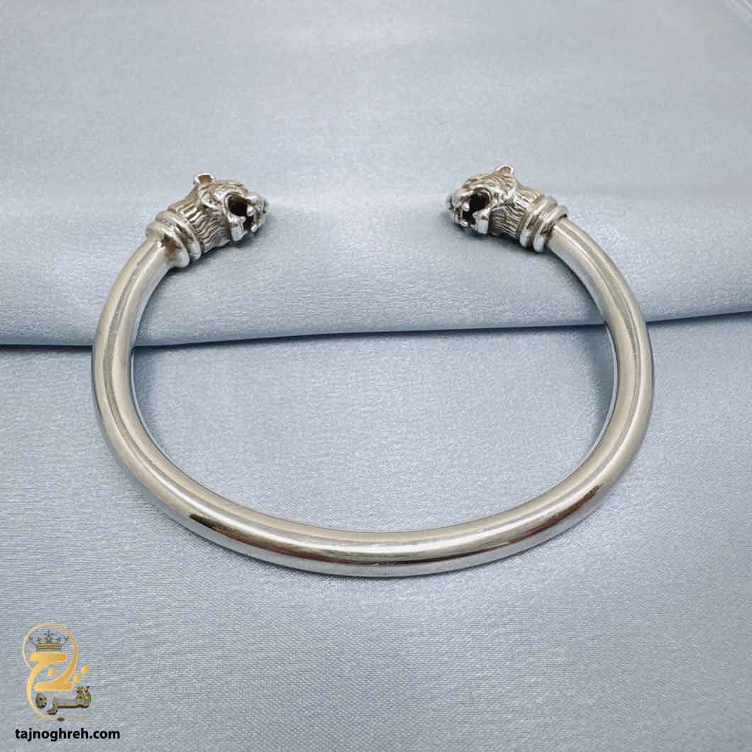 دستبند نقره مردانه بنگل طرح ببر مدل BSM B120
