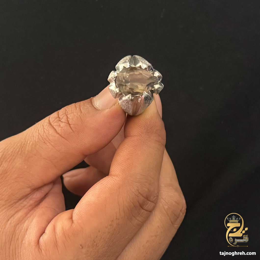 انگشتر نقره مردانه کوارتز دودی مدل RSM K153 — تصویر ۶