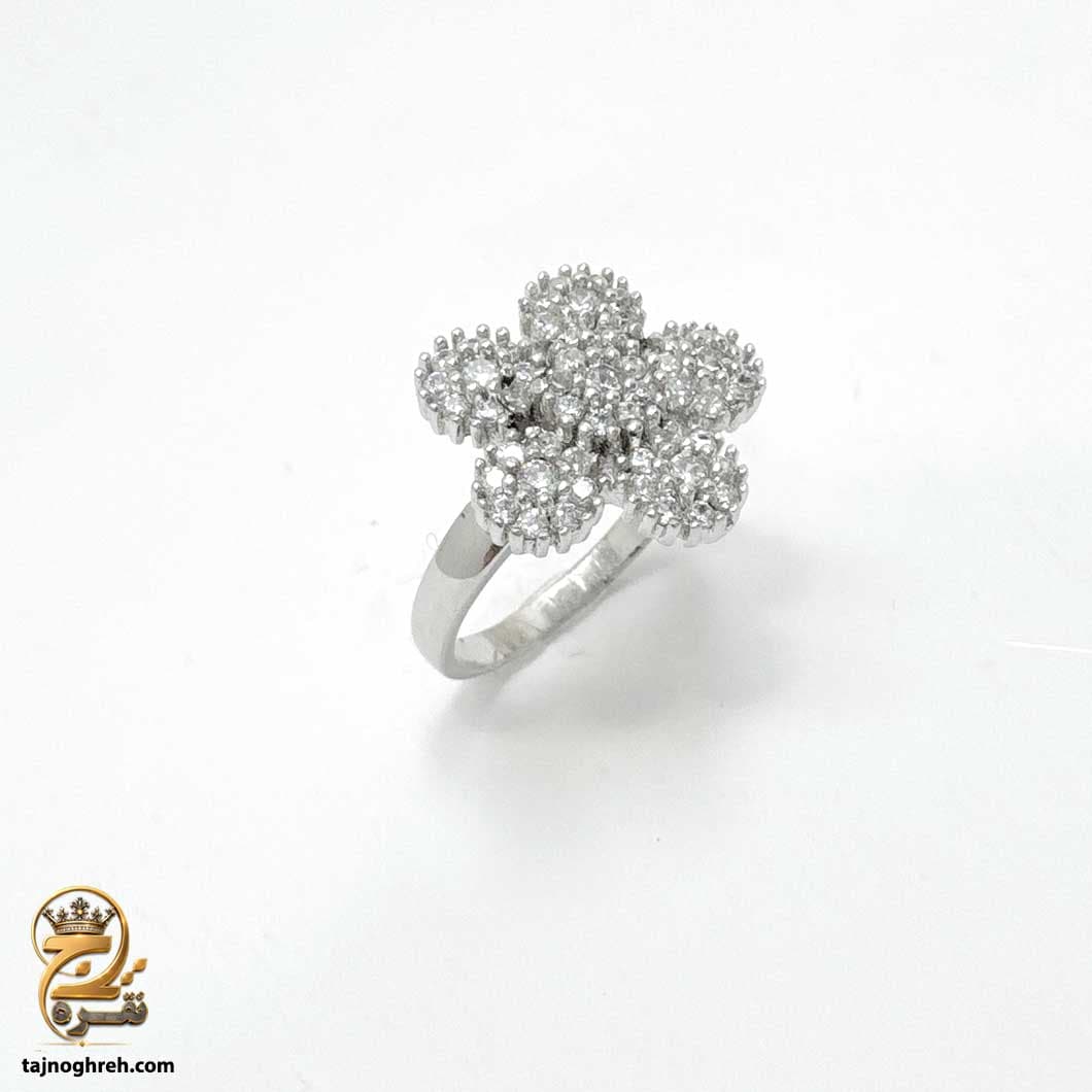 انگشتر نقره زنانه طرح گل نگین دار مدل RSW F76